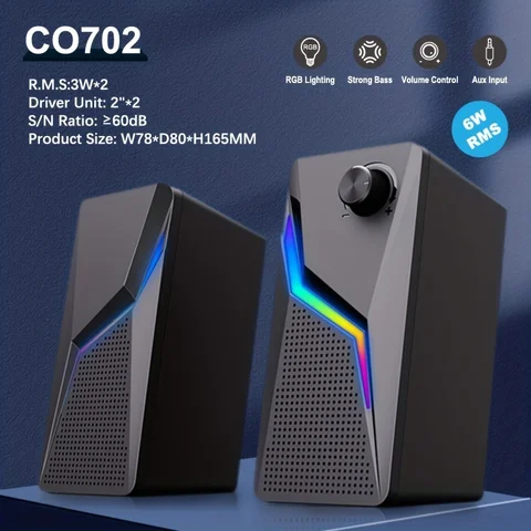 Computer Gaming Speakers PC Sound Box HIFI Stereo Microphone USB Wired…