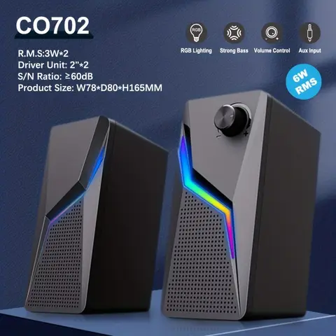Computer Gaming Speakers PC Sound Box HIFI Stereo Microphone USB Wired With LED RGB Lighting Strong Bass 2.0 Loudspeaker