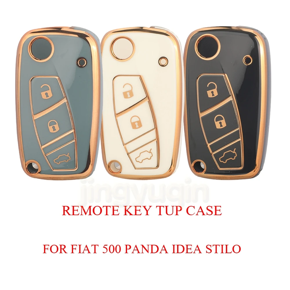 

Jingyuqin для FIAT 500 Panda Idea Stilo Ducato Punto Bravo Grande Minibus Doblo, аксессуары, мягкий чехол из ТПУ для автомобильного ключа, 3 кнопки