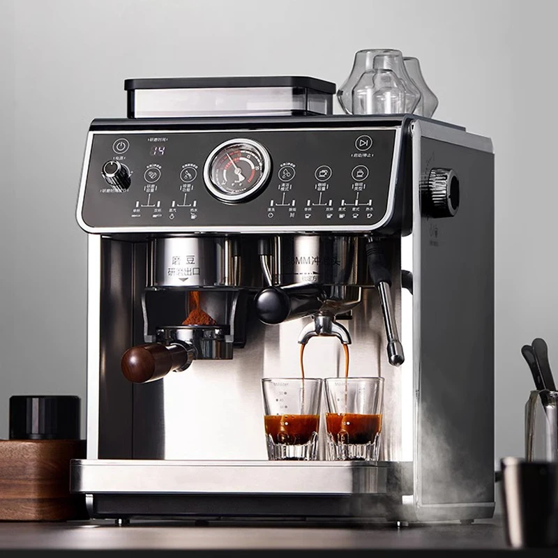 연마기 우유 거품 이중 펌프 포함 반자동 에스프레소 메이커, 에스프레소 카푸치노용 PID + NTC, 3in 1