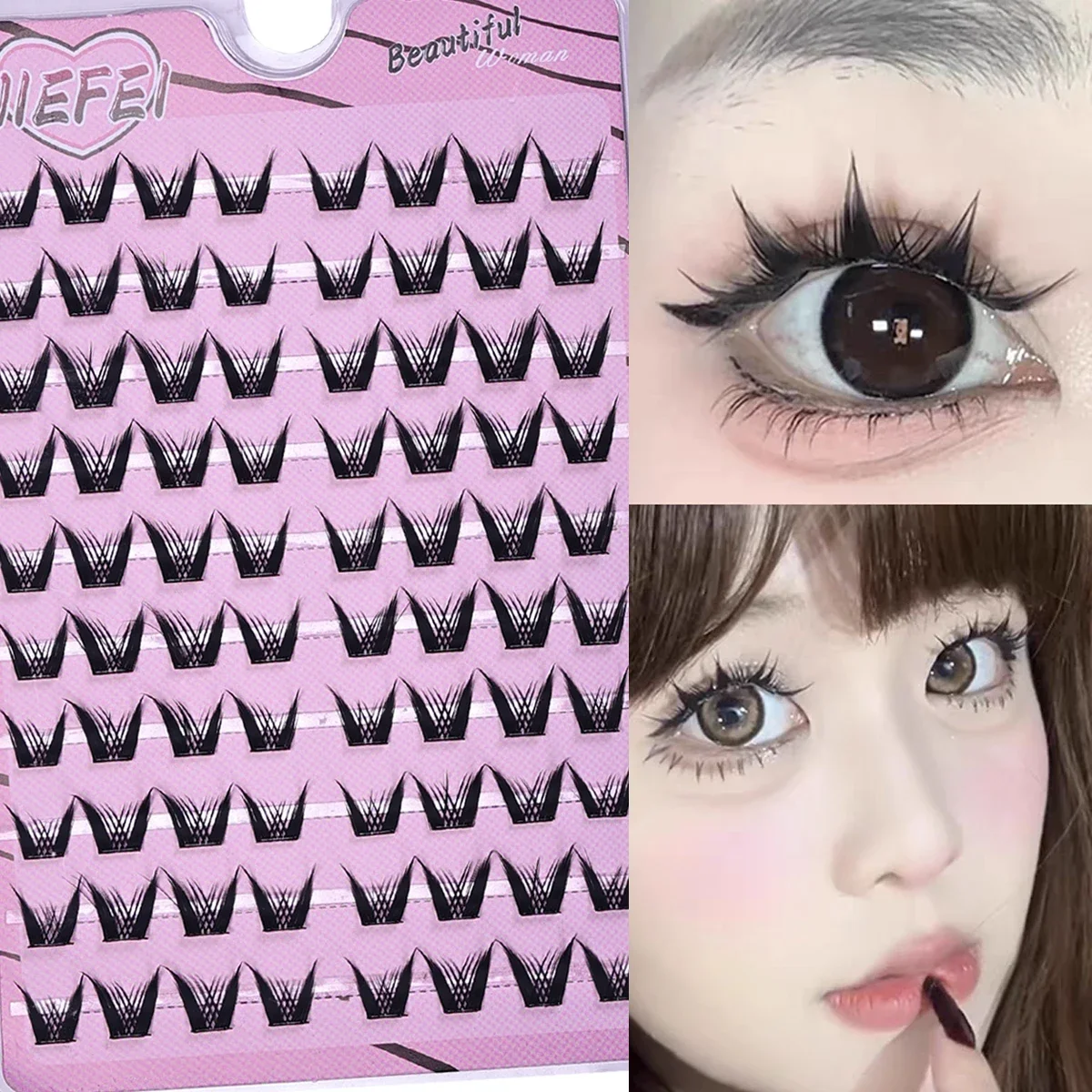 Selbstklebende, kleberfreie Wimperncluster, natürliche Wimpernverlängerung, DIY-Make-up, individuelle falsche Wimpern, Anime-Wimpern