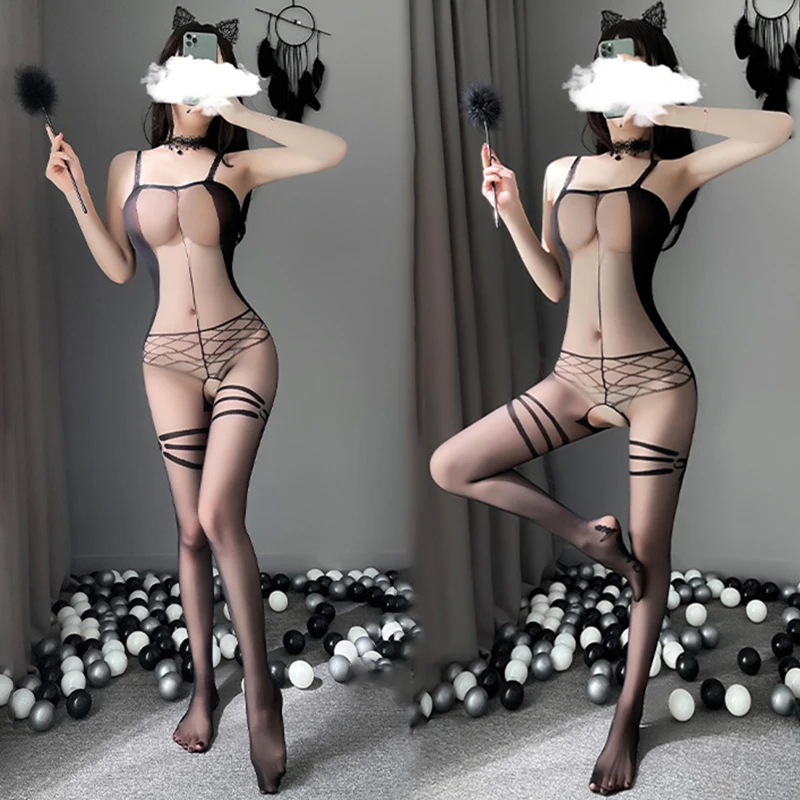 Women Sexy Lingerie Open Crotch Tights Bodysuit Lingerie Underwear Fishnet Bodystocking For Sex Erotic Costumes Pantyhose