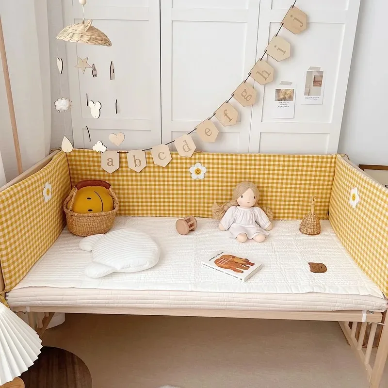 

Baby Bed Thicken Bumpers Cotton Printed Cot Protector For Baby One-piece Crib Around Cushion Pillows Baby Bed Bumper
