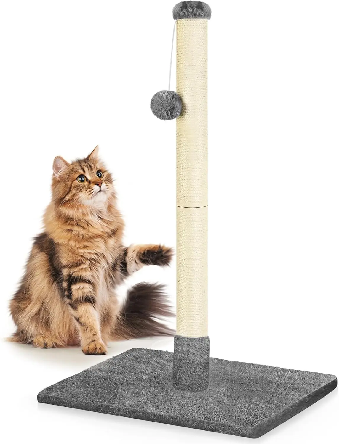 

Cat scratch pole tree, suitable for small and large cats, with a vertical cat scratch pole with a sisal rope and a hanging ball