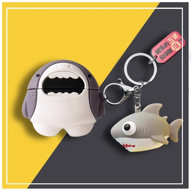 For OPPO Enco Air4 Pro Case Cute Bear Shark Keychain OPPO Enco Air4 Pro Silicone Soft Case Cartoon Pendant Protective Cover