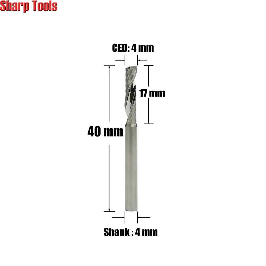 Fresa de flauta en espiral de 4x17mm, cortador de grabado CNC de carburo sólido, broca enrutadora de fresado acrílico para máquina cortadora ranurada, 10 Uds.