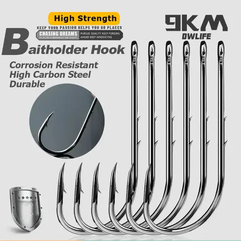 9KM Baitholder Fishing Hooks Sea Barbed Long Shank Beak Hook Live Bait Holder Fishing Worm Hooks Saltwater Accessories Tackle