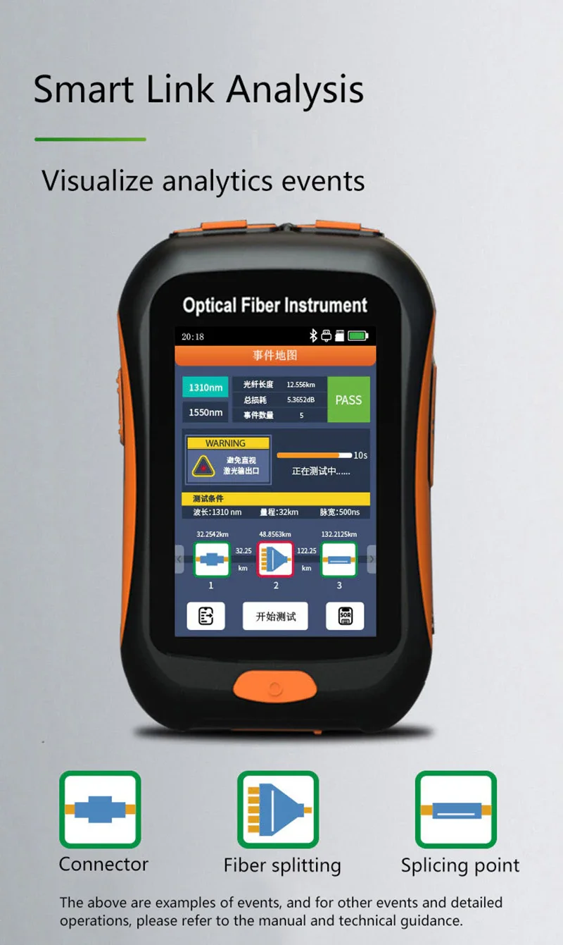 Imagem -06 - Refletômetro de Fibra Óptica com Mapa do Evento Vfl Ols Opm Ethernet Otdr Tester Mini Otdr 1550nm 80km 20db Nk2800