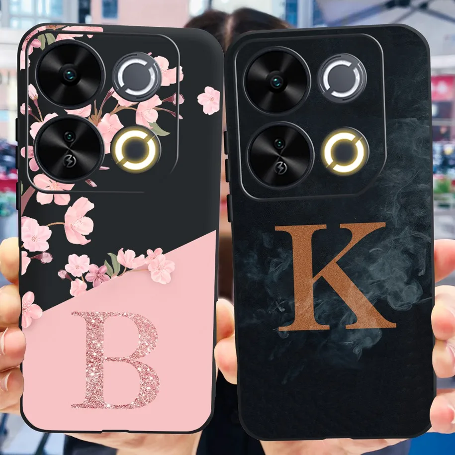 For ITEL P65 4G 2024 Case Fashion A Z Letters Flower Soft Silicone Back Protective Phone Cases For Itel P65 4G Bumper P 65 Cover