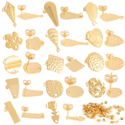 20Pcs Hypoallergenic Stainless Steel Blank Earring Hook Earring Findings Jewelry Making Supplies Geometric Stud Earings Base Pin