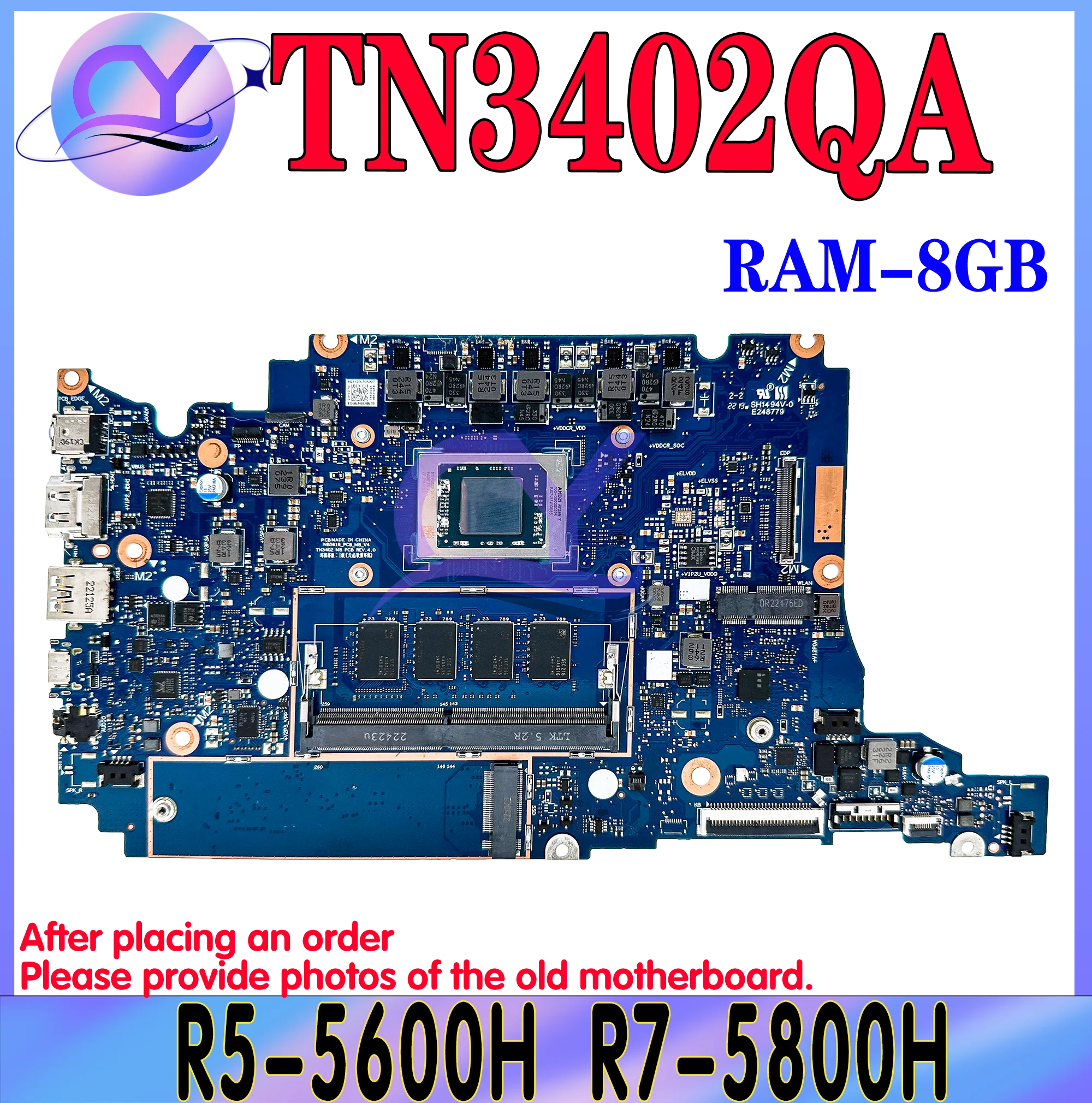 

KEFU TN3402 Mainboard For ASUS TN3402QA R3402QA J3402QA Laptop Motherboard R5-5600H R7-5800H RAM-8GB