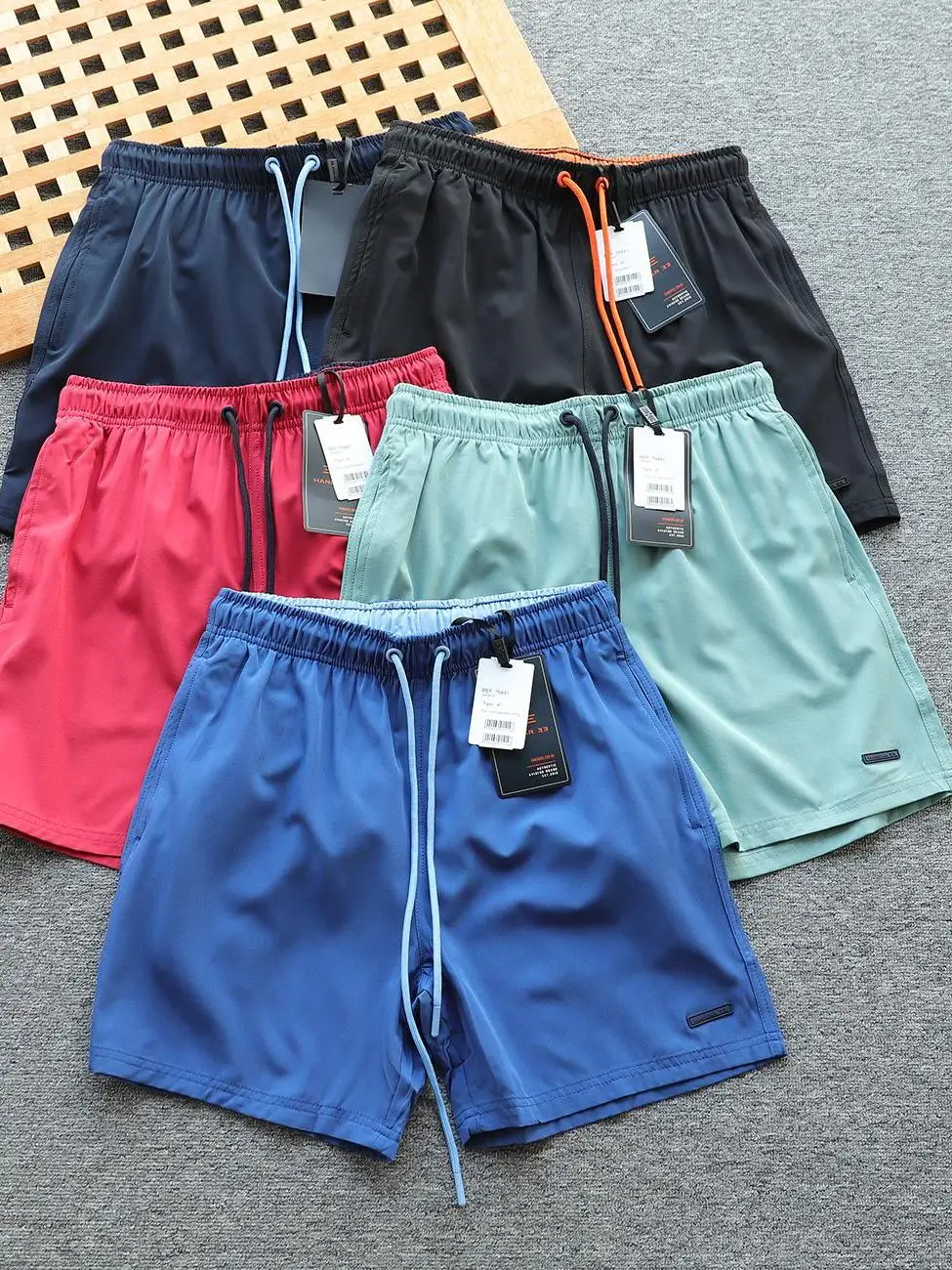 

South America ! Drawstring Color Block! Quick Dry Lightweight Five Inch Men's Beach Shorts Outdoor Sports Casual Loose Fit