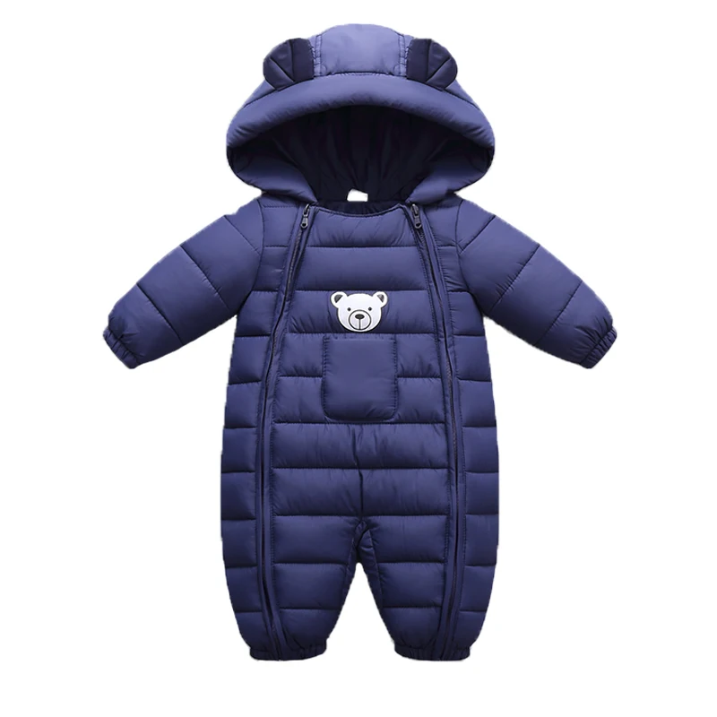 RAISE 2024 Autumn Winter Baby Girls Romper Thick Cartoon Ear Hooded Baby Boys Snowsuit Toddler Cotton Overalls Newborn Jumpsuits