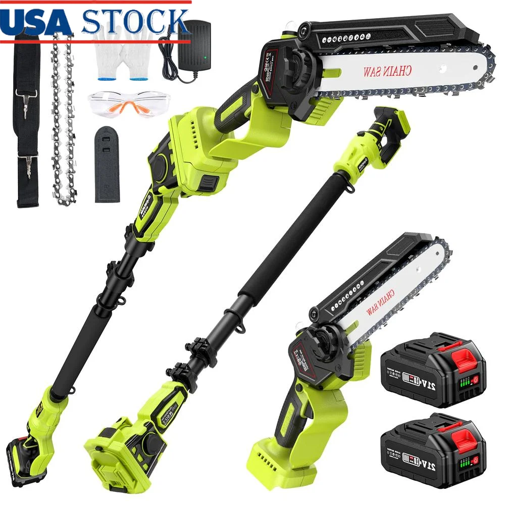 2-IN-1 draadloze stokzaag en minikettingzaag met borstelloze motor 2x4,0 Ah batterij-aangedreven 6