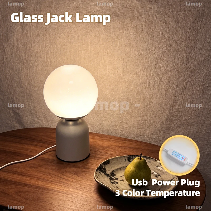 Glass Faint‑Glow Rounded‑Sphere Bell‑Jar Base Table Lamp Bohemian‑Free Casual 3 Tone Mellow Radiance Living Side Shelf Decor