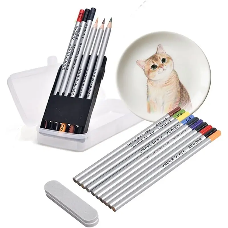 

ABMR-For Pottery Glaze Tools, Set Of 10 Underglaze Pencils, Most Popular Colors For Decorating Under Glaze