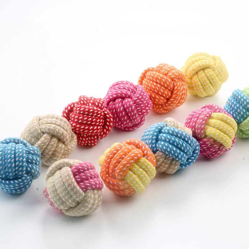 Pet cotton knot toy , bite resistant and wear-resistant cotton rope ball dog toy, multi-color cotton ball dog toy