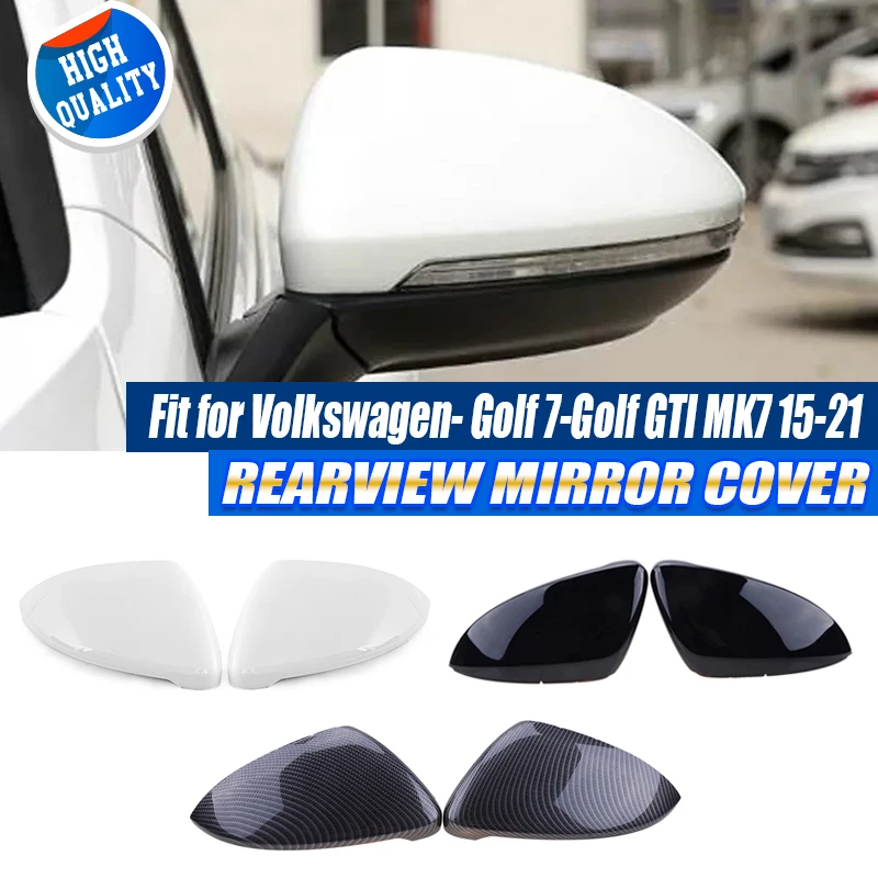 Boîtier de couvercle de rétroviseur de remplacement pour VW Golf 7 MK7 GTI 2014 – 18, noir/blanc/carbone, capuchon de rétroviseur latéral, accessoires de voiture