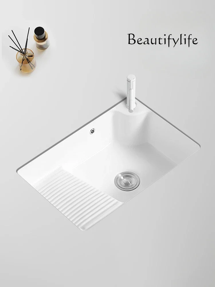 bathroom accessories set With washboard ceramic under-counter basin, rub the laundry basin left and right, household bathroom wa