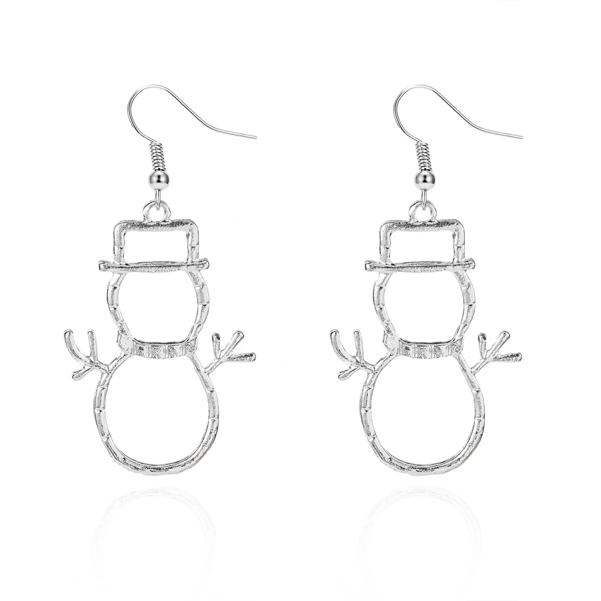 أنيقة عيد الميلاد عطلة الأقراط فضية اللون الجوف المعادن ارتداء قبعة ثلج قطرة الحد الأدنى عيد الميلاد مجوهرات هدية للرجال النساء