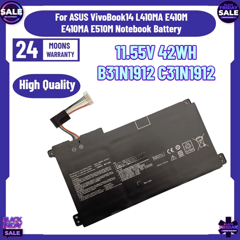 11.55V 42WH B31N1912 C31N1912 Laptop Battery for ASUS VivoBook14 L410MA E410M E410MA E510M Notebook Battery