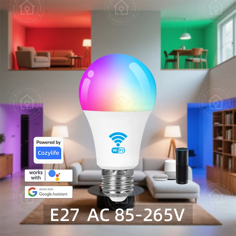 E27 لمبة ذكية Cozylife Wifi LED ضوء لمبة 9 واط 110 فولت 220 فولت RGB مصباح APP التحكم الموقت عكس الضوء الموسيقى مزامنة العمل مع الحياة الذكية
