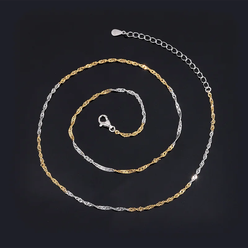 S925 Silver-plated 18K Gold-plated PT950 Platinum Jewelry Luxury Chain Water Ripple Two-color Electroplating 40cm45cm50cmjewelry