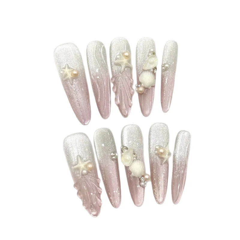 

[Розовый пляж] Новая жемчужная ракушка, трехмерная морская звезда, кошачий глаз, отбеливание ногтей, одежда ручной работы, нашивка для дизайна ногтей