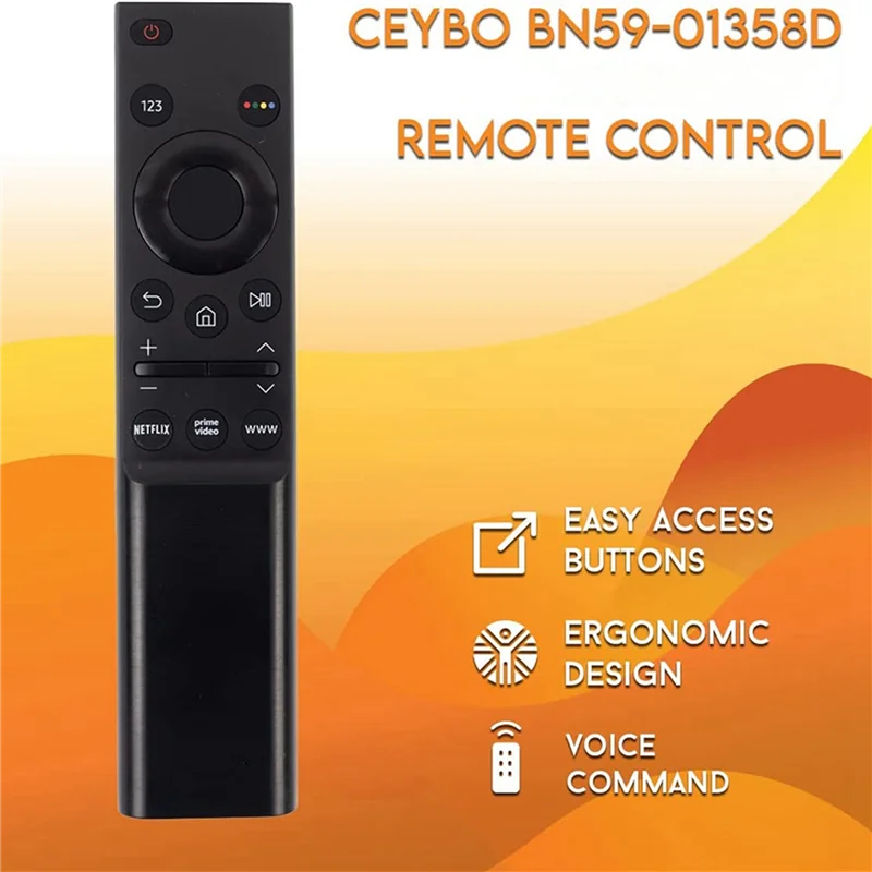 

【Sleek Design】2X Remote Control Replacement BN59-01358D For Smart TV UE43AU7100U UE43AU7500U QN50QN90AAFXZA QN55QN90AAFX