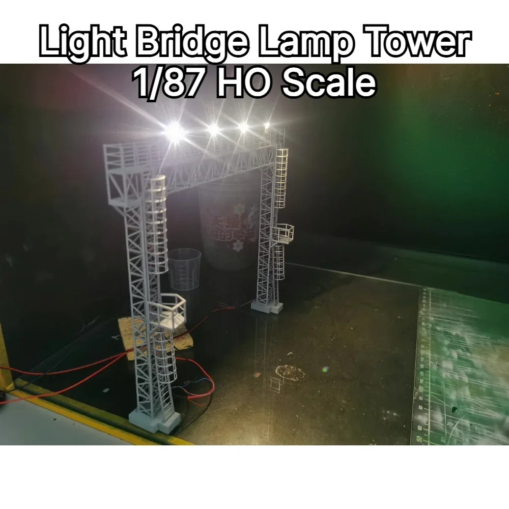 Train Diorama Scenery Light Bridge Lamp Tower HO Scale 1/87 custom Railway Yard Station Layout Decor Hobby Accessory