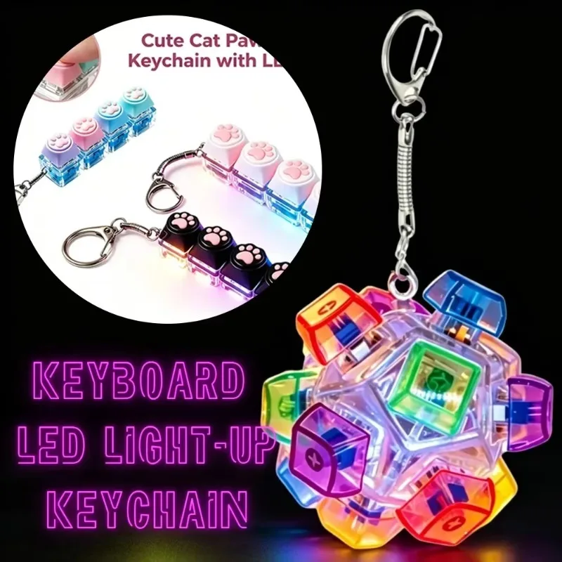 LED Keyboard Keychain Toy - High-Quality Stress Reliever Anxiety Relief Decorative Birthday Gift for Stress Relief