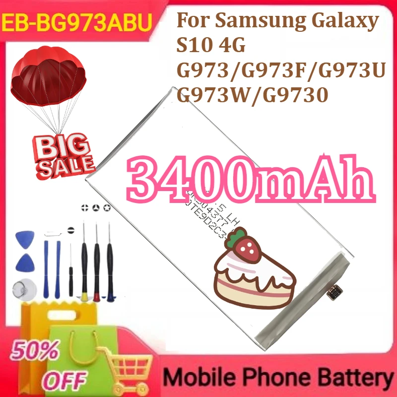 

New EB-BG973ABU battery For Samsung Galaxy S10 4G G973/G973F/G973U/G973W/G9730 Mobile Phone Battery 3400mAh+Tools