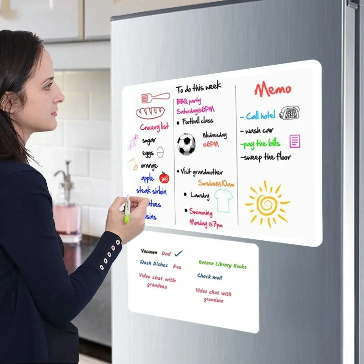 A3A4 Dry Erase Whiteboard Magnetic Fridge Sticker Message Board Notepad Dry Wipe Marker Writing Record Message Board Remind Memo