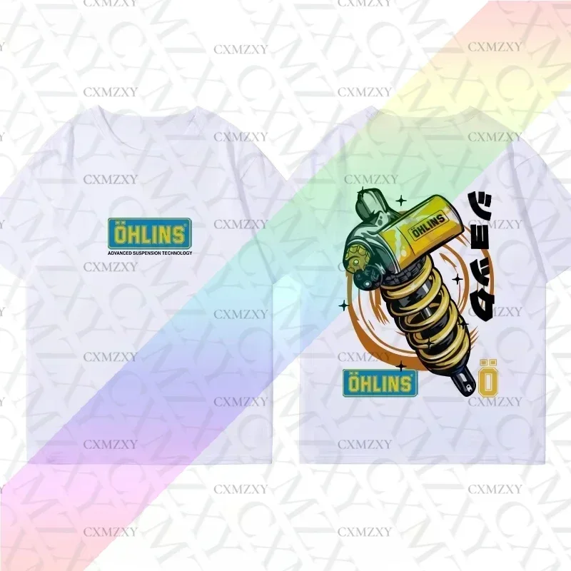 Summer Fashion Cotton OHLIN Motorcycle Shock Absorber Modified T-shirt Clothes Casual Trendy Brand Car Club Short Sleeves view 6