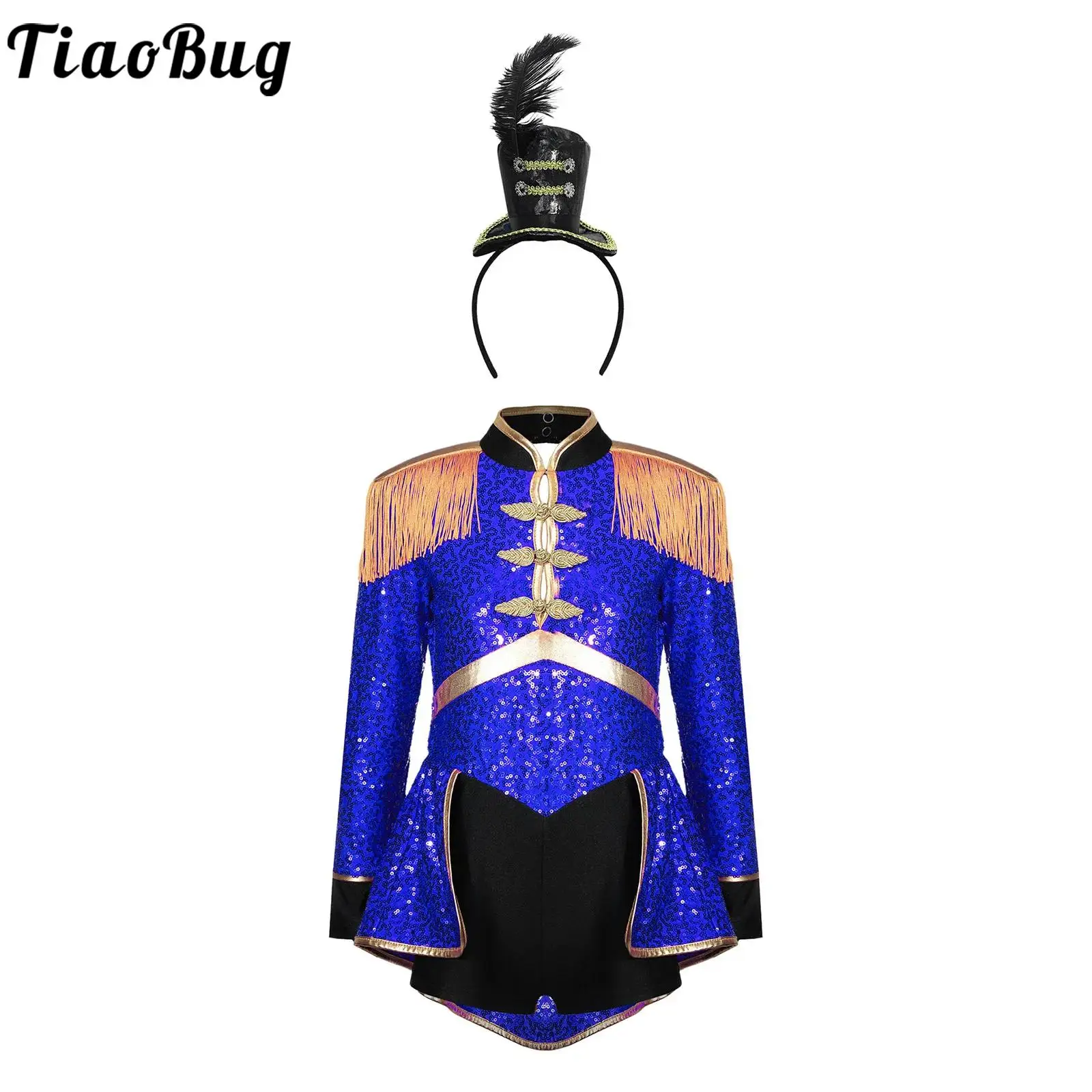 ชุดการแสดงละครสัตว์สำหรับเด็กผู้หญิง ชุดเต้นแจ๊สแทงโก้ แขนยาว ประดับเลื่อม พร้อมเครื่องประดับศีรษะ สำหรับการแสดงในเทศกาล