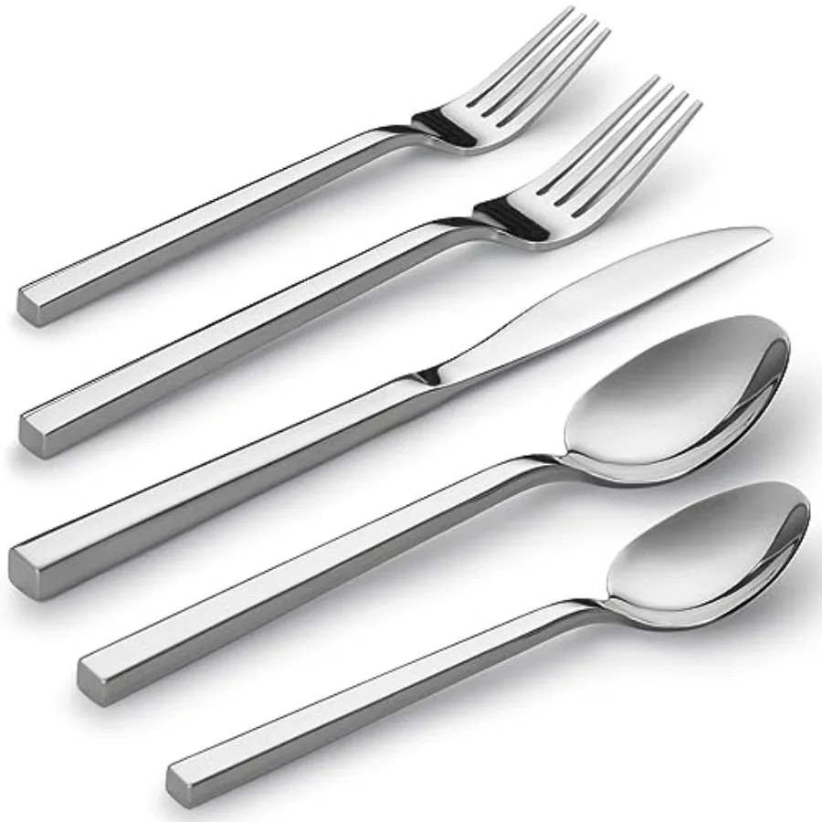 

60-Piece Forged Stainless Steel Flatware Set for 12 Mirror Finish Silverware Dishwasher Safe Modern Dining Tableware