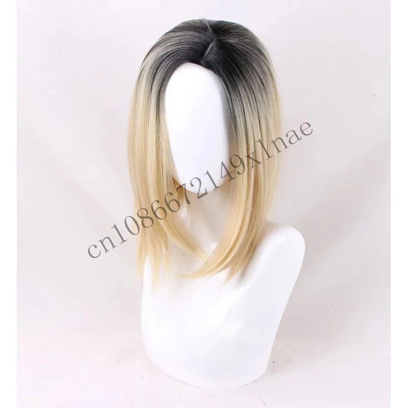 Halloween Bride Of Chucky Women Tiffany Blonde Omber Black Hair Middle Parting Wigs Jennifer Tilly Cosplay Wig WigCap CMMN13