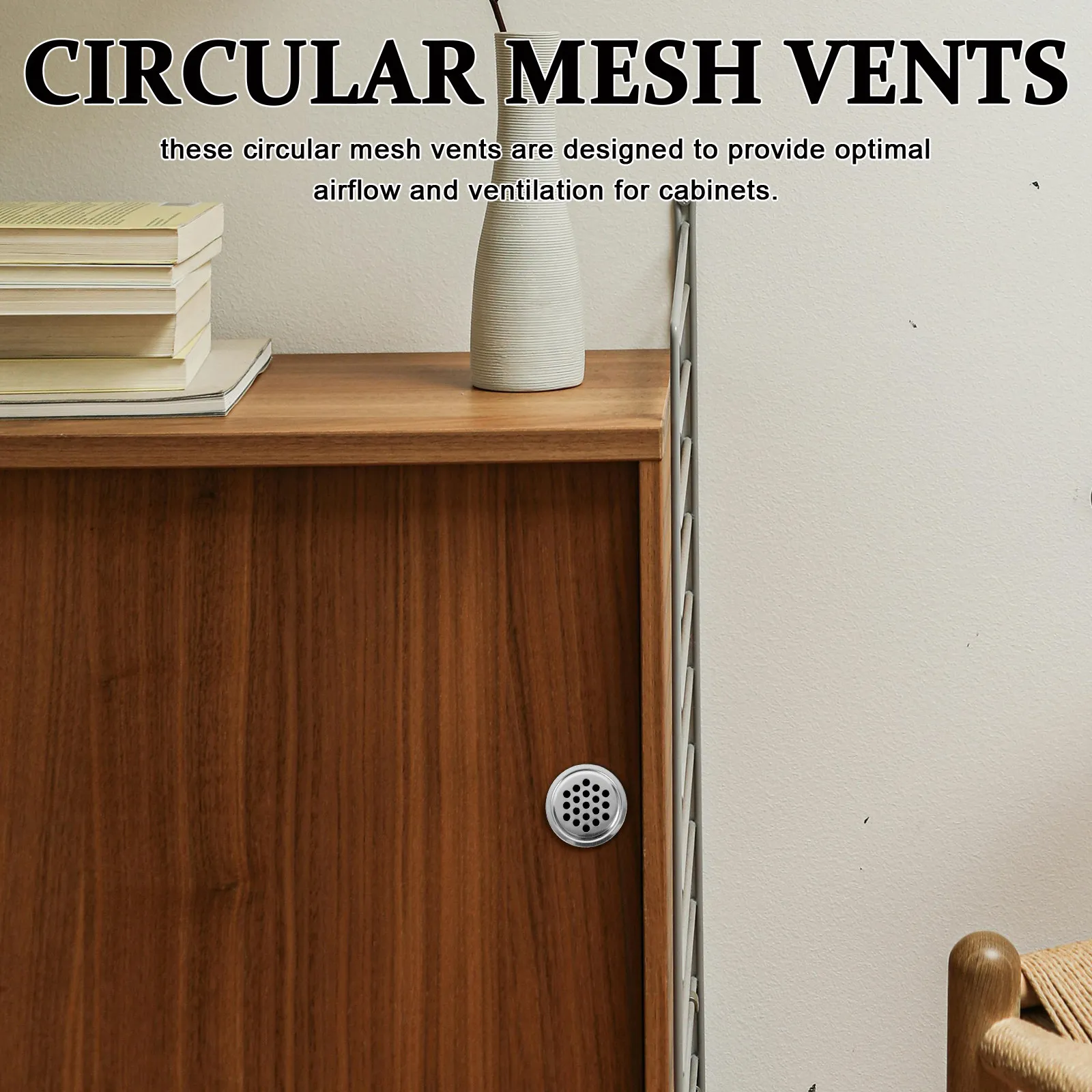 Round Mesh Air Vents for Cabinet Makers to Keep Enclosed Spaces Ventilated, 10 Pcs, 3.50 cm, Stainless Steel, Silver