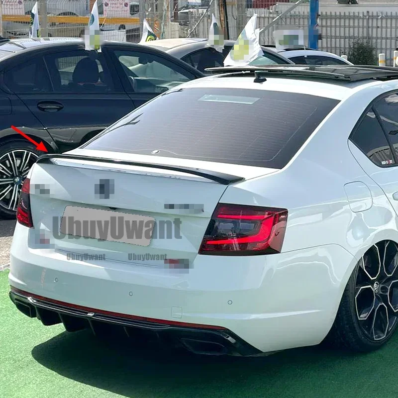 Für Volkswagen Skoda Octavia 2014-2018 ABS Fiberglas Unlackierter Heckspoiler Kofferraumflügel Lippenabdeckung Auto-Styling