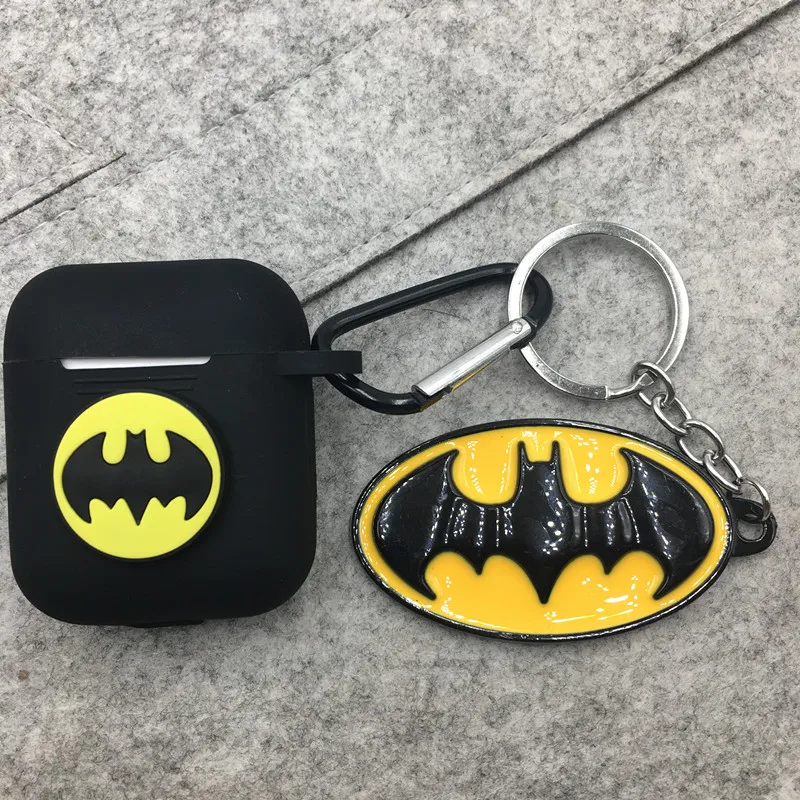 Cartoon Marvel Batman Earphone Case for Apple Airpods 1/2 Silicone Wireless Bluetooth Headphone Protective Cover With Key Chain