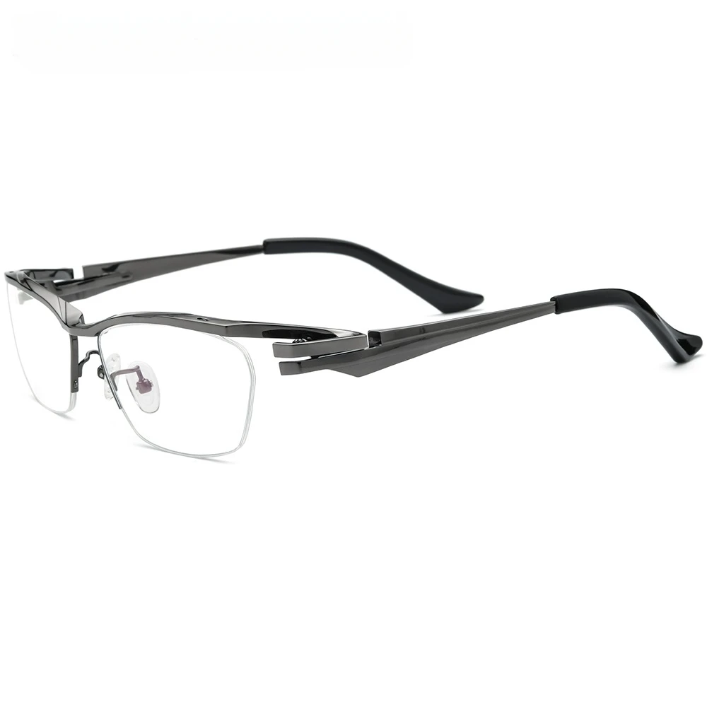 MJIEDR Business Glasses Frame Men Square Prescription Eye glasses Prue Titanium New High Quality Half Rimless Rim Clear Eyewear