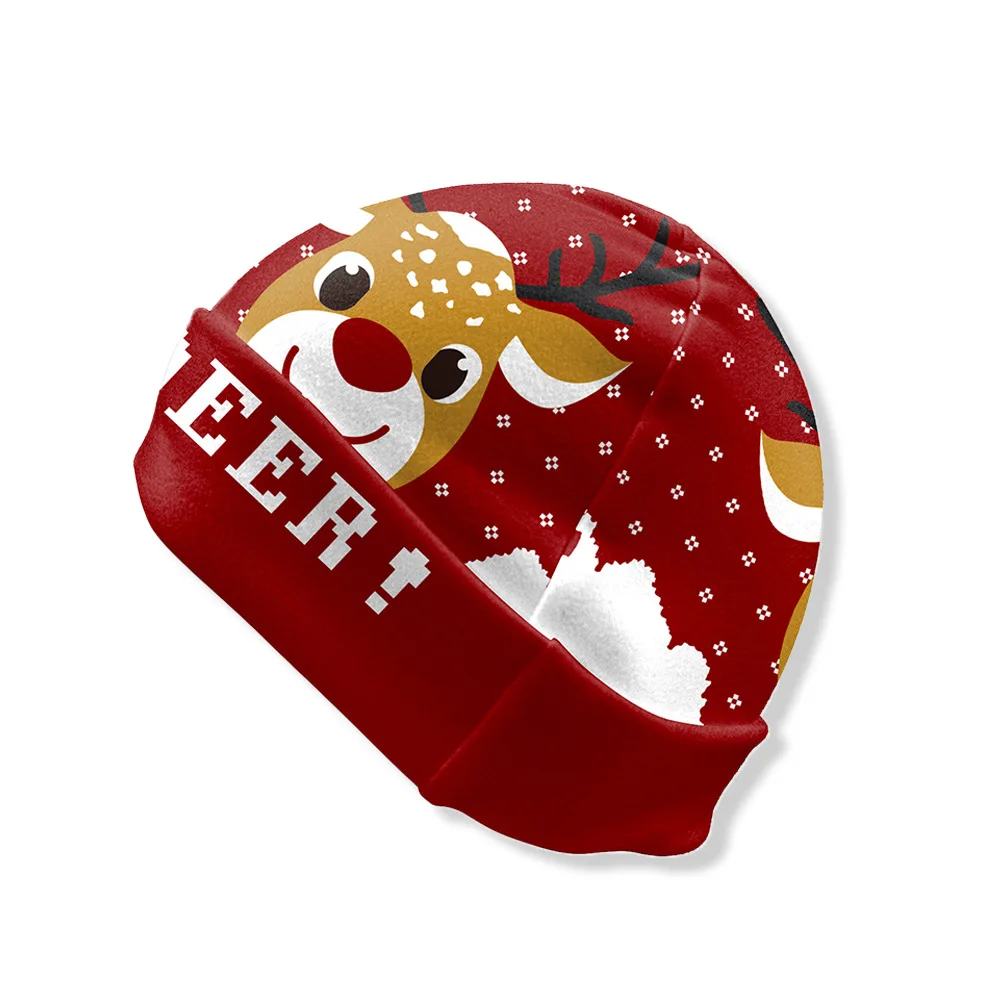 Christmas Hat Adult Kid Cartoon Elk Santa Claus Digital Printed Cosplay Costumes Accessory Fancy Christmas Gift Cap New Year