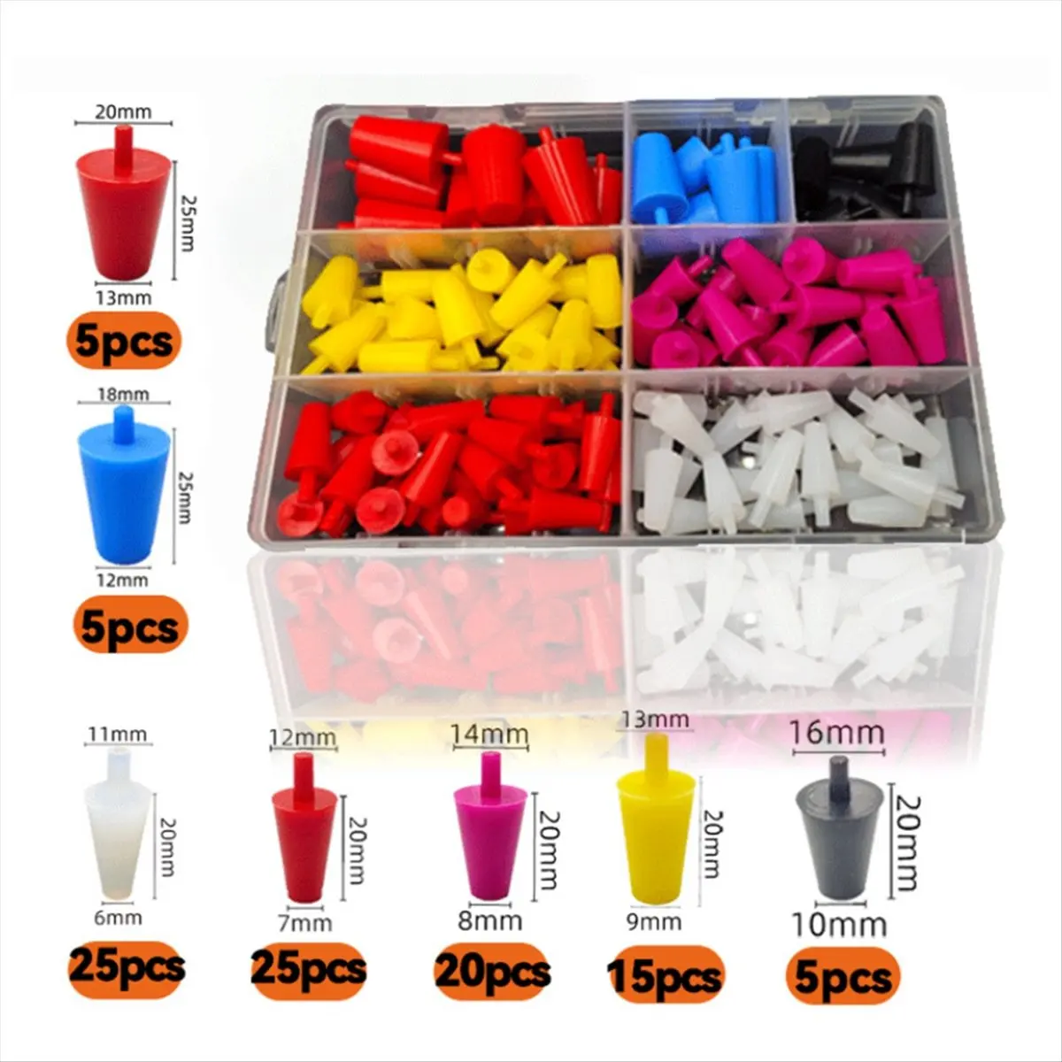 REST 100Pcs Silicone Rubber Tapered Plug Assortment Kits for Masking Off Holes During Powder Coating, Painting, Hydro Dipping