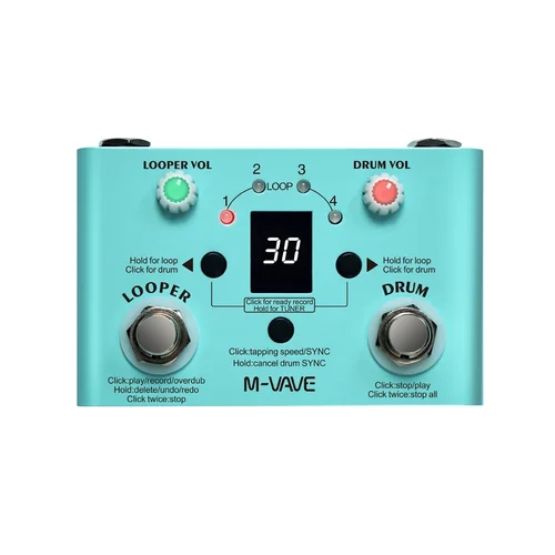 Imagen 2 del producto M-vave Lost Tempo V2 Drum Machines y Looper Pedal de efecto de guitarra incorporado 30 tambores 11 minutos de tiempo de recificación sintonizador de alta precisión
