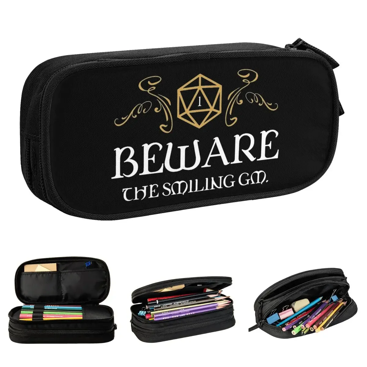 

Beware The Smiling Master Gaming Pencil Cases Dungeon Dragon Pencilcases Pen for Student Big Capacity Bags Gifts Stationery