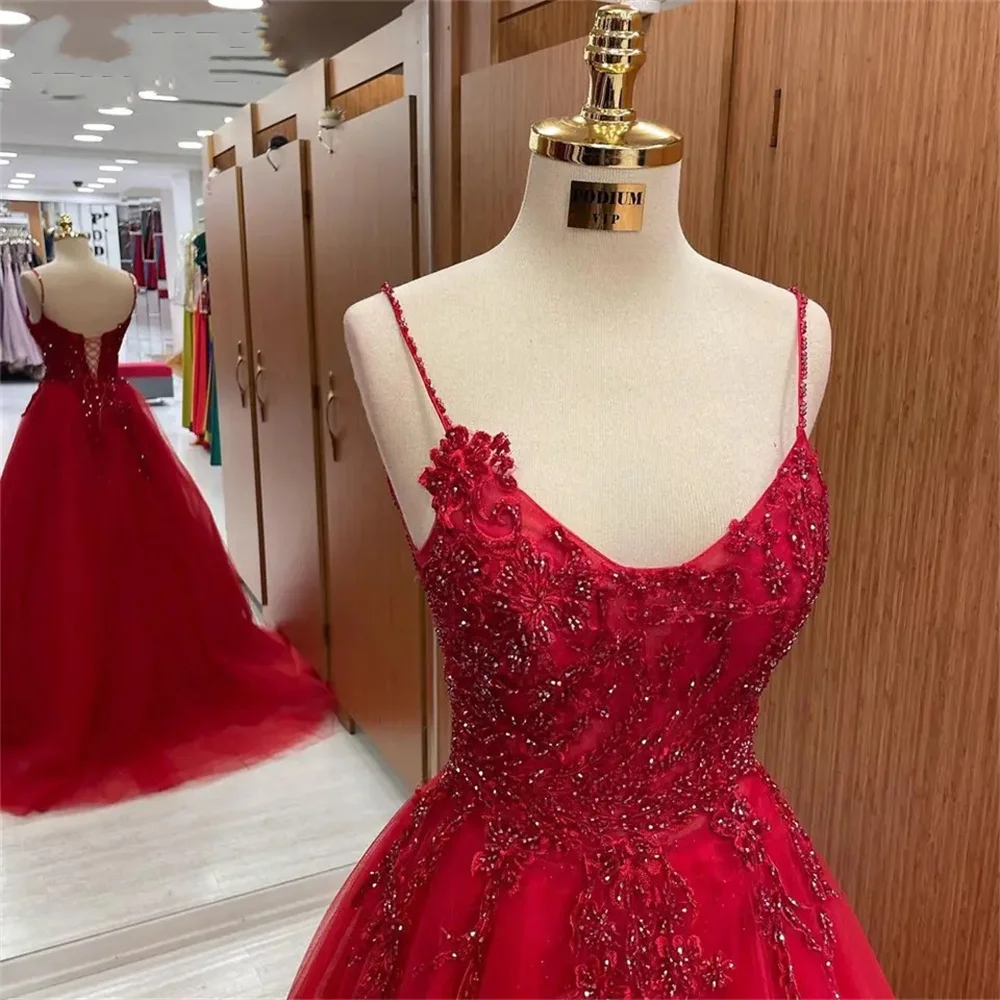 Jessica Red Wedding Dress Luxurious Beading Prom Dresses Bride Wedding Custom Dress Princess Coming Of Age Ceremony PartyDress