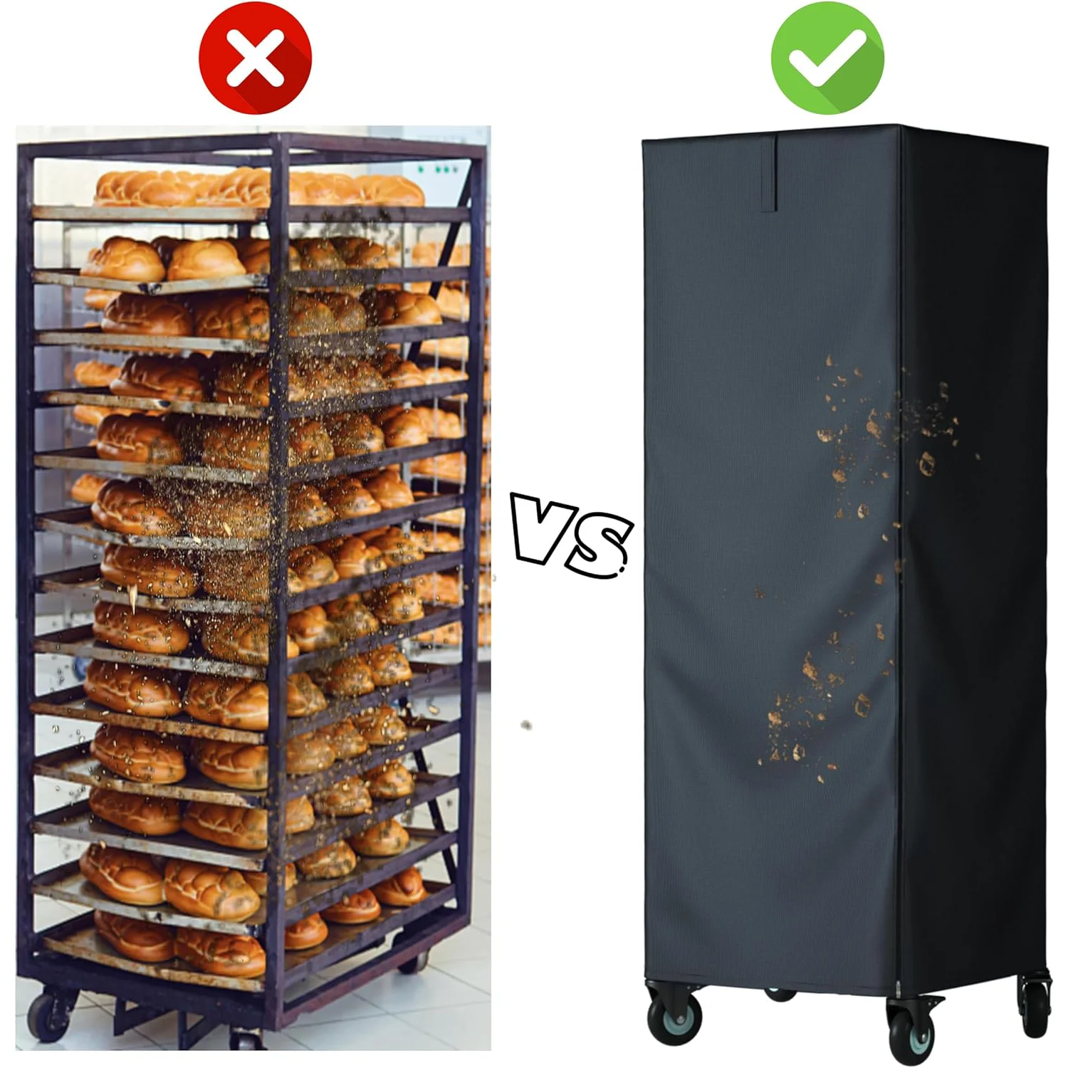 Bread Rack Cover with Zipper,20tier Sheet Pan Rack/Bun Pan Rack Cover, 23"X28"X64", High Density Waterproof and Dustproof