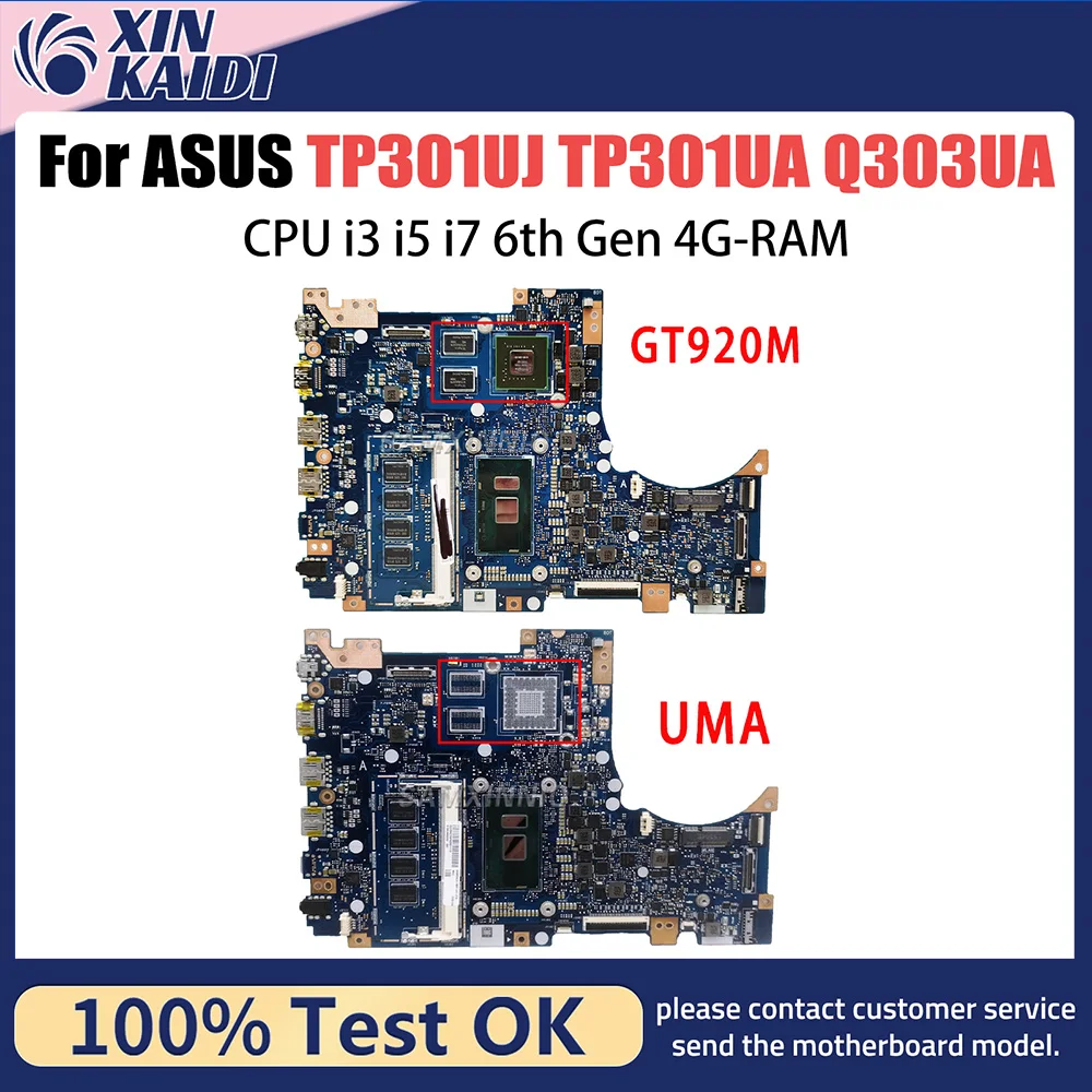 

TP301U Mainboard For ASUS Vivobook Flip TP301UJ TP301UA Q303UA Laptop Motherboard i3 i5 i7 6th Gen 4G RAM GT920M V2G