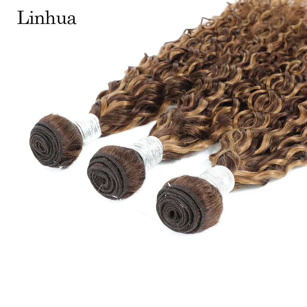 Linhua Highligh Water Wave Bundels Menselijk Haar 8 Tot 30 Inch 1 3 4 Bundels Accentueren Ombre Bruine Honing Blonde Haar Weft Inslag