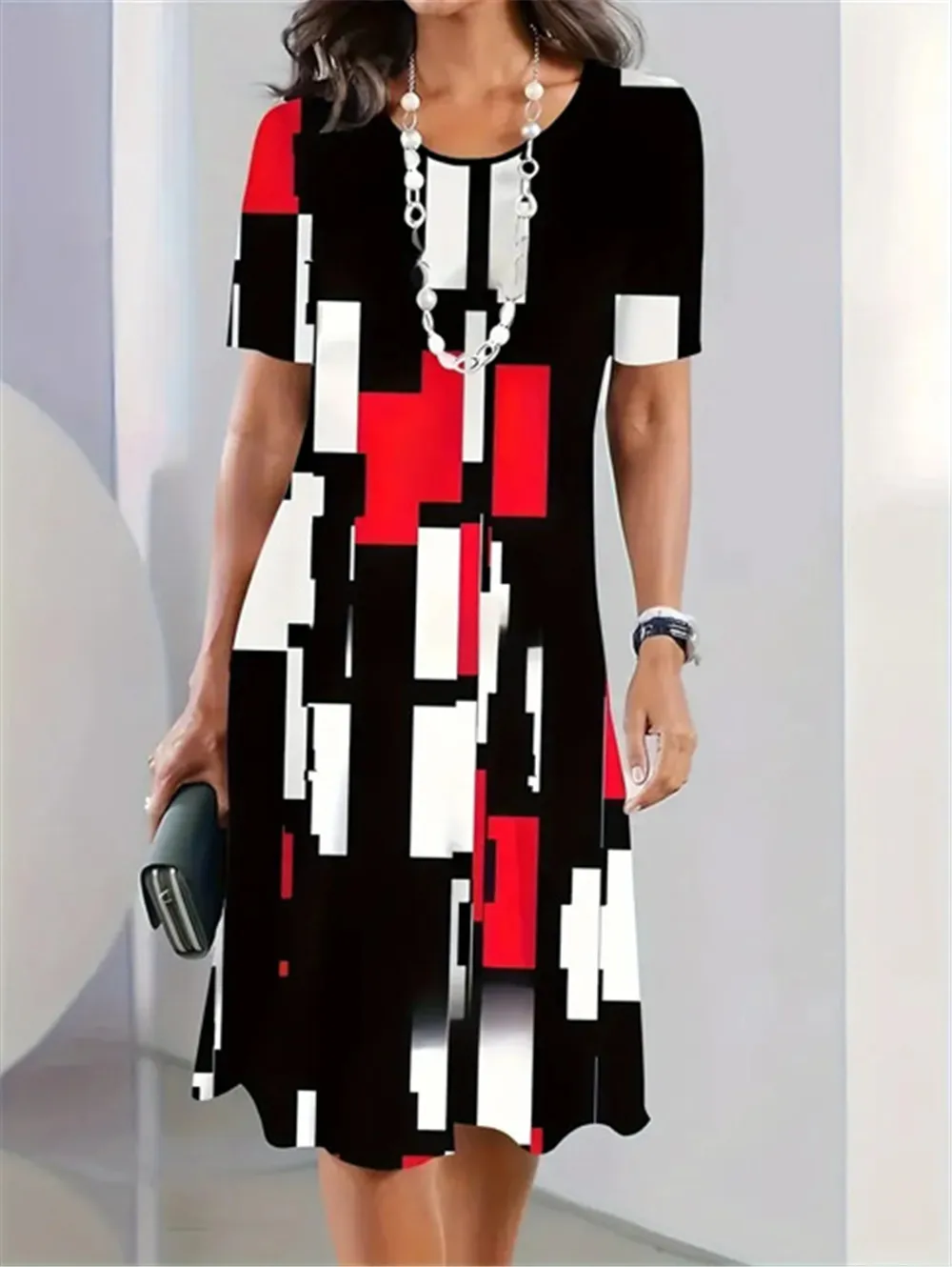 

Элегантные модные женские мини-платья в клетку с коротким рукавом и 3D принтом, уличная одежда, женское платье 3XL, повседневное платье больших размеров